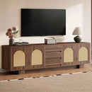 Tribesigns 70.9" TV Stand for TVs up to 80 Inches, Mid-Century Modern Entertainment Center with Storage and Drawers, Rattan Media Console TV Cabinet for Living Room, Bedroom, Walnut by CozyNest Decor