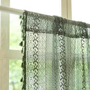 Sutuo Home Olive Green Boho Valance Curtains Crochet Lace Sheer Bohemian Hollow Knitted with Tassels, Privacy Vintage French Retro Farmhouse Tier for Kitchen Bedroom, Rod Pocket 1 Panel 59" W x 24" L by CozyNest Decor