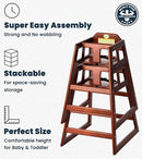 Alpine Wooden High Chairs for Babies and Toddlers with Safety Strap, Commercial Grade Restaurant High Chair, Durable Wood Space Saver Baby Feeding Chair, Ideal for Dining Spaces (2 Pack, Mahogany) by TinyTreasures Baby Boutique