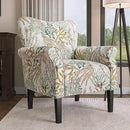 BELLEZE Modern Accent Chair for Living Room, High Back Linen Armchair with Wooden Legs, Upholstered Wingback Side Chair Padded Armrest Single Sofa for Living Room, Bedroom - Allston (Green Coral) by CozyNest Decor