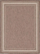 Unique Loom Outdoor Border Collection Area Rug - Soft Border (9' x 12' Rectangle, Brown/ Ivory) by GreenHaven Gardens