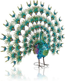 Alpine Corporation HEH376 Jumbo Sized Iron Majestic Peacock Decor, Elegant Garden & Patio Bird Statue, 55" H, Green by GreenHaven Gardens