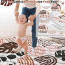 Baby Play Mats for Floor, 50x50 Playpen Mat for Babies, Extra Thicker & Soft Floor Crawling Mat, Foldable Non-Slip Playmat for Infants Toddlers, Boho Leaf Dark Brown by TinyTreasures Baby Boutique
