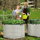 Olle 32" Tall, Raised Beds for Gardening Galvanized Raised Garden Beds Round Garden Bed Metal Flower Bed Outdoor, Backyard Garden Planter Box, Ivory by GreenHaven Gardens