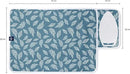 Encasa XO Ironing Mat/Pad (Small 28"x20") with 3mm Padding & Silicone Iron Rest for Steam Pressing on Tabletop or Bed - Heat Resistant, Portable, Quilting & Travel Blanket - Big Leaves Blue by CozyNest Decor