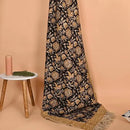 Bohemian Floral Cotton Throw Blanket with Tassels | 48x70 Inch Handblock Printed Sofa Throw | Black & Gold Decorative Bed Cover | Lightweight Couch Throw for Living Room & Bedroom by CozyNest Decor