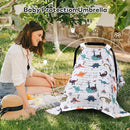 Rquite Muslin Car Seat Cover Baby, Carseat Covers Baby Boy Girl, Breathable Lightweight Infant Car Seat Cover, Baby Carrier Cover Car Seat Canopy Stroller Sun Shade for Summer & Hot Day, Universal Fit by TinyTreasures Baby Boutique