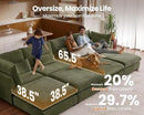 Oversized Modular Sofa, Extra Deep Cloud Chenille Sectional Couch with Ottoman Chaise, Fluffy Chenille 2 Seater Sofa Bed for Living Room, Villa (Sofa Bed 4 Seater, Chenille Green) by CozyNest Decor