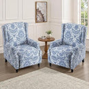 UIXE Floral Pushback Recliner Chairs Set of 2, Fabric Upholstered Armchair Push Back Accent Chair for Living Room, Rivet Trim Club Chair Home Theater Single Sofa Reading Seat - Navy Blue by CozyNest Decor