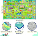 Chicrug 4x6 Car Road Area Rug for Kids Playroom Bedroom, Non Slip Low Pile Washable ABC Alphabet Carpet for Classroom, City Track Play Mat for Toddler Children Nursery Baby Room Decor, Green by TinyTreasures Baby Boutique