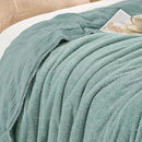 EMME Muslin and Fleece Throw Blanket Reversible - 50"*60" Teal Soft Warm Throw Blankets for Couch Bed Picnic Travel Bed by CozyNest Decor