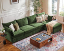 134.6" Luxury Modular Sectional Convertible Sofa with Storage Ottoman, L-Shape 5-Seat Oversized Comfy Couch Deep Seat with Reversible Chaise - Chenille Green by CozyNest Decor