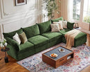 Oversized Loveseat Sofa, Modern Modular Sectional Couch Green Fluffy Chenille Mid Century 2-Seat 24.5" Deep Seat for Apartment, Living Room, Bedroom by CozyNest Decor
