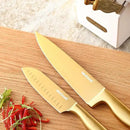 McCook® Kitchen Knife Sets, Golden Titanium Stainless Steel Knives Block Set with Built-in Sharpener by CozyNest Decor