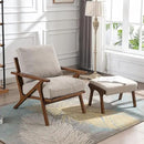 chairus 2 Sets Mid-Century Modern Accent Chairs with Ottoman, Linen Fabric Armchair with Wood Legs Comfy Upholstered Single Sofa Chair for Living Room/Bedroom/Lounge, Beige by CozyNest Decor