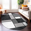 Rugshop Contemporary Modern Boxes for Home Office,Living Room,Bedroom,Kitchen Non Shedding Oval Area Rug 5' x 7' Gray by TinyTreasures Baby Boutique