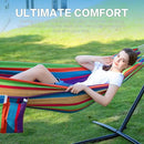 PNAEUT Double Hammocks with Stand for Outside, Portable Space Saving Heavy-Duty Steel Stand for Indoor Outdoor Patio with Carrying Bag, 450 lbs Capacity (Tropical) by GreenHaven Gardens