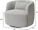 KINWELL 34" Wide Sherpa Swivel Barrel Chairs Set of 2, No Assembly Round Boucle Upholstered Accent Chairs Armchairs Single Sofa Chair with Toss Pillow for Living Room and Bedroom, Gray by CozyNest Decor
