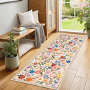 Runner Rug for Entryway: 2x10 Kitchen Rugs Non Slip Washable Ultra-Thin Soft Floral Carpet Indoor Floor Stain Resistant Carpets for Hallway Bedroom Kitchen Laundry Bathroom Dorm Beige by TinyTreasures Baby Boutique