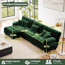 Modular Sectional Sofa, Comfy Cloud Couch 3 Seater Couch with Ottoman, Sectional Couches for Living Room, Modern Chenille L Shaped Couches, Sleeper Deep Seat Sofa with Throw Pillows, Green by CozyNest Decor