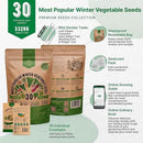 Organo Republic 30 Most Popular Winter Vegetable Garden Seeds Variety Pack- Outdoors/Indoor 33,200+ Non-GMO Heirloom Veggie Seeds Broccoli Beet Carrot Cabbage Chives Lettuce Radish Pea Spinach & More by GreenHaven Gardens