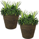 Sunnydaze 19.5-Inch Arabella Large Plant Pot - Polyresin Round Outdoor Planter with Drillable Drainage Holes - 2 Pack - Sable by CozyNest Decor