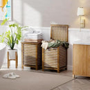 SMIBUY Double Laundry Hamper with Lid, 120L Bamboo Laundry Basket with Removable Liner Bag, 2-Section Clothes Divider Laundry Sorter for Laundry Room, Bathroom, Bedroom (Walnut) by CozyNest Decor