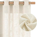LAMIT Sheer Linen Curtains for Living Room 95 inch Long 2 Panels, Light Filtering Natural Curtains Bronze Grommet Linen Textured Neutral Boho Drapes for Bedroom Farmhouse, 52 x 95 Inch by CozyNest Decor
