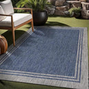 Bordered Outdoor Rug 10x14 Washable Outside Carpet for Indoor Patio Porch Waterproof Easy Cleaning Non Shedding Area Rugs Navy 10 x 14 by CozyNest Decor