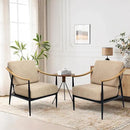 Modern Accent Chairs Set of 2 for Living Room Bedroom Mid Century Arm Chairs Upholstered Office Accent Chairs Comfy Waiting Room Chairs with Metal Frame, Khaki by CozyNest Decor