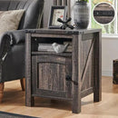 OKD Farmhouse Nightstand with Charging Station, 18" Rustic End Table with Adjustable Storage Shelf, Wood Rustic Wood Sofa Side Table for Bedroom by CozyNest Decor