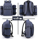 Apollo Walker Picnic Backpack Bag for 2 Person with Cooler Compartment, Detachable Bottle/Wine Holder, Fleece Blanket, Plates and Cutlery Set (2 Person, Navy) by GreenHaven Gardens