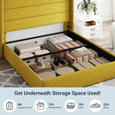 Allewie Queen Size Lift Up Storage Bed, Modern Wingback Headboard, Hydraulic Support, No Box Spring Needed, Olive Yellow by CozyNest Decor
