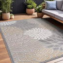Beverly Rug Outdoor Rug 9x12 Large Modern Floral Tropical Area Rugs for Indoor and Outdoor Patio Easy to Clean Non Shedding Living Room Porch Garden Washable Outside Carpet (9 x 12 Gray) by CozyNest Decor