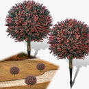 Fall Artificial Boxwood Topiary Ball Tree Bushes with Ground Spike, Set of 2 Outdoor Faux Shrub Topiary Ball, 24" UV Resistant Fake Boxwood Plants for Potted Planter,Indoor,Autumn by GreenHaven Gardens