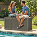 YITAHOME 80 Gallon Resin Deck Box, Weather Resistant Outdoor Rattan Storage Box, Lockable Indoor Outdoor Storage for Supplies and Essentials, Taupe by CozyNest Decor