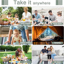 Waterproof Picnic Blanket 80" x 80" in Portable with Carry Strap for Beach Mat or Family Outdoor Camping Party, Park Blanket for Grass Park, Hiking, Travel, Concerts (Green&White, 80" x 80") by TinyTreasures Baby Boutique