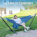 PNAEUT Double Hammocks with Stand for Outside, Portable Space Saving Heavy-Duty Steel Stand for Indoor Outdoor Patio with Carrying Bag, 450 lbs Capacity (Blue Lagoon) by GreenHaven Gardens