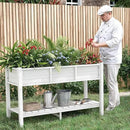 YITAHOME Raised Garden Bed, 47x18x31 Inch HIPS Poly-Wood Weather-Resistant Elevated Planter Box with Storage Shelf for Vegetable Flower, White by GreenHaven Gardens