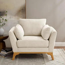 Large-Sized Accent Chair, Thick Cushion Bedroom Reading Chair, Comfortable Living Room Single Sofa， Linen Gray by CozyNest Decor