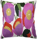 Lily Pink Flower Pillow Cover | Suzani Accent Pillow | Outdoor Floral Pillows | Hand Embroidered Wool Cushion - 18x18 by CozyNest Decor