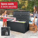 Rubbermaid Extra Large Resin Outdoor Storage Deck Box (134 Gal), Weather Resistant, Black, Deck Organization for Home/Backyard/Pool Chemicals/Toys/Garden Tools/Porch/Patio Cushions by GreenHaven Gardens