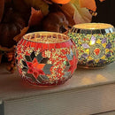 SHMILMH Glass Candle Holder Set of 4, Diwali Gift Votive Candle Holders Handmade Mosaic Glass Tealight Holders Diwali Christmas Table Decorations for Home by CozyNest Decor