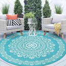 Pauwer Waterproof Outdoor Rug 8ft, Reversible Plastic Straw Patio Camping Rug, Indoor Outdoor RV Mat Carpet for Deck, Camper, Porch, Balcony, Backyard, Picnic, Floral Teal by GreenHaven Gardens