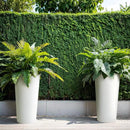 KOL 25" H. Metal Hand-Hammered Planters with Inner Pots 2-Pack, White Decor Planter for Deck, Patio, Porch - Galvanized Steel Handcrafted Flower Pot - w/Water Level Indicator - Indoor Outdoor Use by GreenHaven Gardens