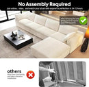 157.5" L Shaped Modern Sofa Modular Sectional Cloud Couch with Ottoman,Deep Seat Upholstered Couches with Corduroy Fabric for Living Room Furniture,Bedroom and Apartment,No Assembly Required,White by CozyNest Decor