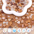 Assorted 170-230PCS Brown Acrylic Beads for Bracelet Making, Flower Bow Butterfly Candy GummyBear Aesthetic Bracelet Charms,Cute Beads for Jewelry Making DIY Necklace Keychain Phone Charm by TinyTreasures Baby Boutique