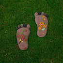 Stepping Stones - Light Brown Resin Footprint Shaped Set of 2 for Patio, Deck, Garden or Sidewalk by GreenHaven Gardens