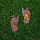 Stepping Stones - Light Brown Resin Footprint Shaped Set of 2 for Patio, Deck, Garden or Sidewalk by CozyNest Decor