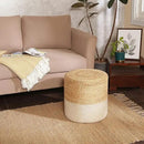 REDEARTH · Cylindrical Pouf Foot Stool Ottoman - Jute Braided Accent Sitting Footrest for The Living Room, Bedroom, Nursery, Patio, Lounge & Other Rooms in The Home (14.5”x14.5”x16”; Natural Ivory) by CozyNest Decor